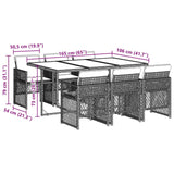 7 Piece Garden Dining Set with Cushions Black Poly Rattan - Extra Image