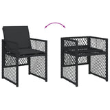 7 Piece Garden Dining Set with Cushions Black Poly Rattan