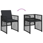 7 Piece Garden Dining Set with Cushions Black Poly Rattan