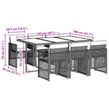 7 Piece Garden Dining Set with Cushions Black Poly Rattan