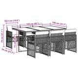 7 Piece Garden Dining Set with Cushions Grey Poly Rattan - Extra Image