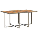 7 Piece Garden Dining Set with Cushions Grey Poly Rattan - Side View