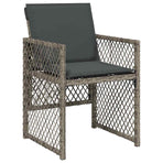7 Piece Garden Dining Set with Cushions Grey Poly Rattan