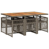 7 Piece Garden Dining Set with Cushions Grey Poly Rattan - 45-Degree Angle