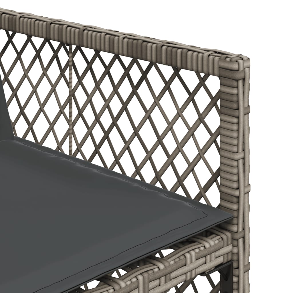 7 Piece Garden Dining Set with Cushions Grey Poly Rattan