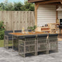 7 Piece Garden Dining Set with Cushions Grey Poly Rattan