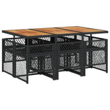 7 Piece Garden Dining Set with Cushions Black Poly Rattan - 45-Degree Angle