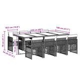 9 Piece Garden Dining Set with Cushions Black Poly Rattan - Extra Image