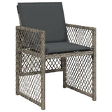 9 Piece Garden Dining Set with Cushions Grey Poly Rattan