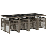 9 Piece Garden Dining Set with Cushions Grey Poly Rattan