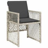 9 Piece Garden Dining Set with Cushions Light Grey Poly Rattan