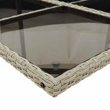 9 Piece Garden Dining Set with Cushions Light Grey Poly Rattan - Close-Up Angle