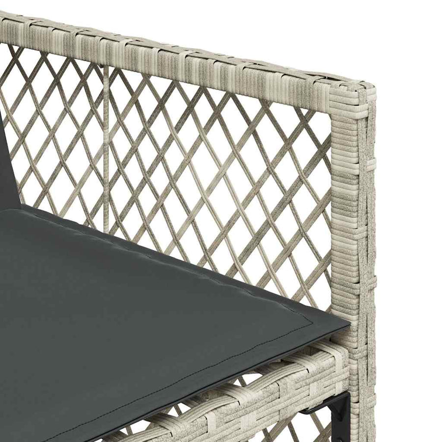 9 Piece Garden Dining Set with Cushions Light Grey Poly Rattan