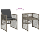 9 Piece Garden Dining Set with Cushions Grey Poly Rattan