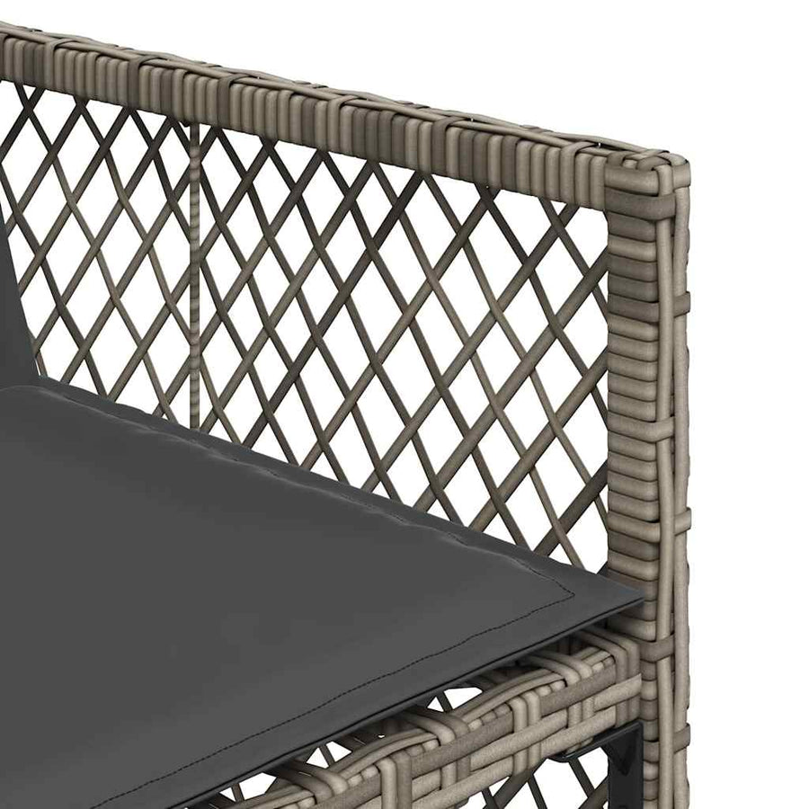 9 Piece Garden Dining Set with Cushions Grey Poly Rattan