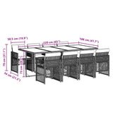 9 Piece Garden Dining Set with Cushions Black Poly Rattan - Extra Image