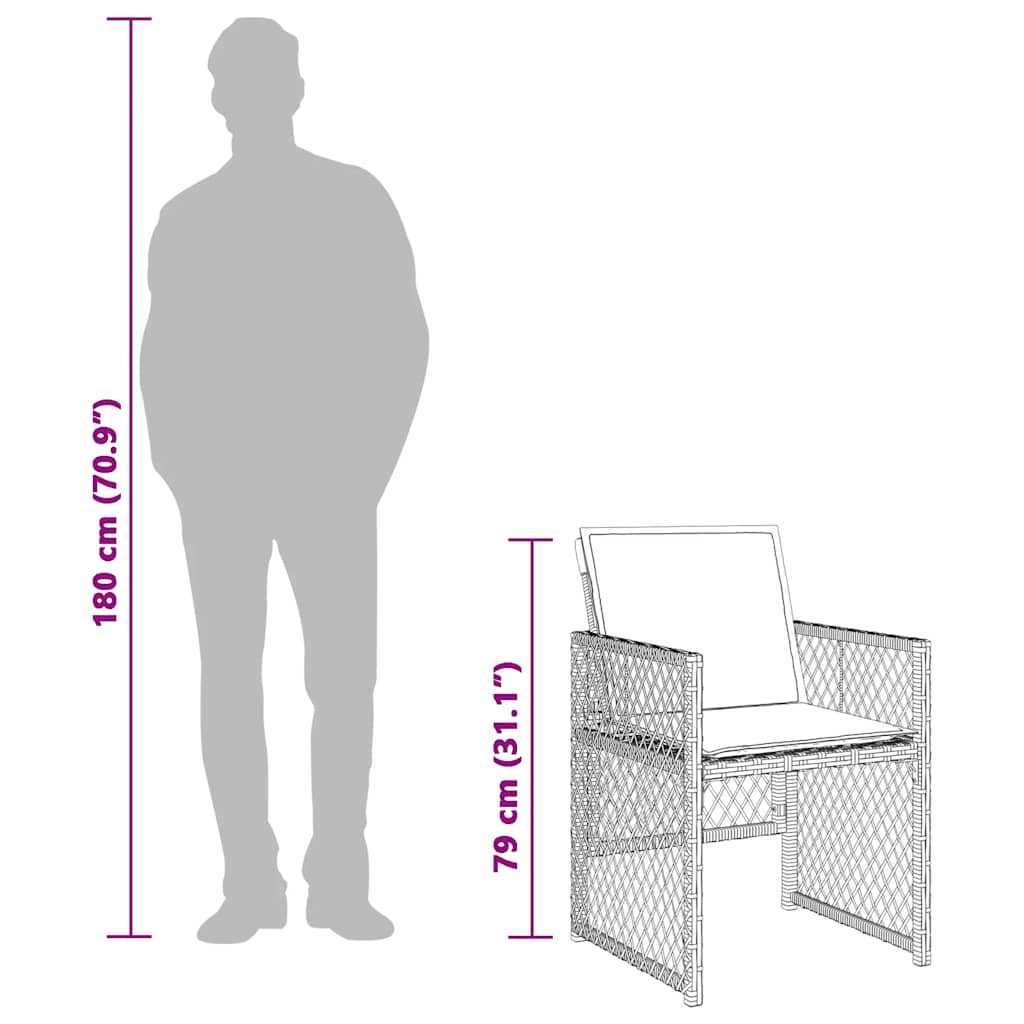 9 Piece Garden Dining Set with Cushions Beige Poly Rattan