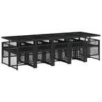 11 Piece Garden Dining Set with Cushions Black Poly Rattan