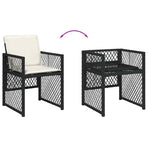11 Piece Garden Dining Set with Cushions Black Poly Rattan
