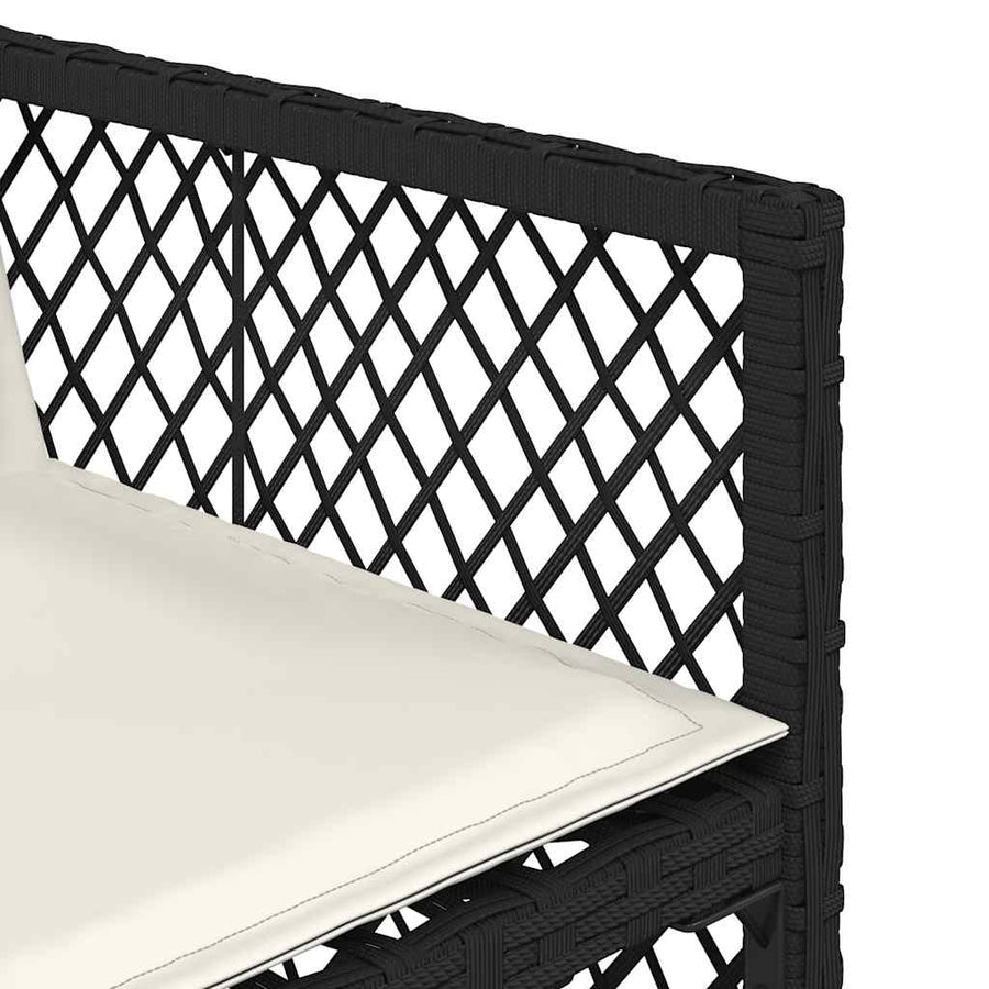 11 Piece Garden Dining Set with Cushions Black Poly Rattan