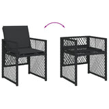 11 Piece Garden Dining Set with Cushions Black Poly Rattan - Rear View