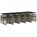 11 Piece Garden Dining Set with Cushions Grey Poly Rattan