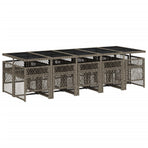 11 Piece Garden Dining Set with Cushions Grey Poly Rattan