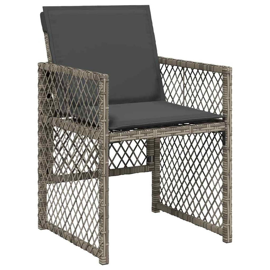 11 Piece Garden Dining Set with Cushions Grey Poly Rattan