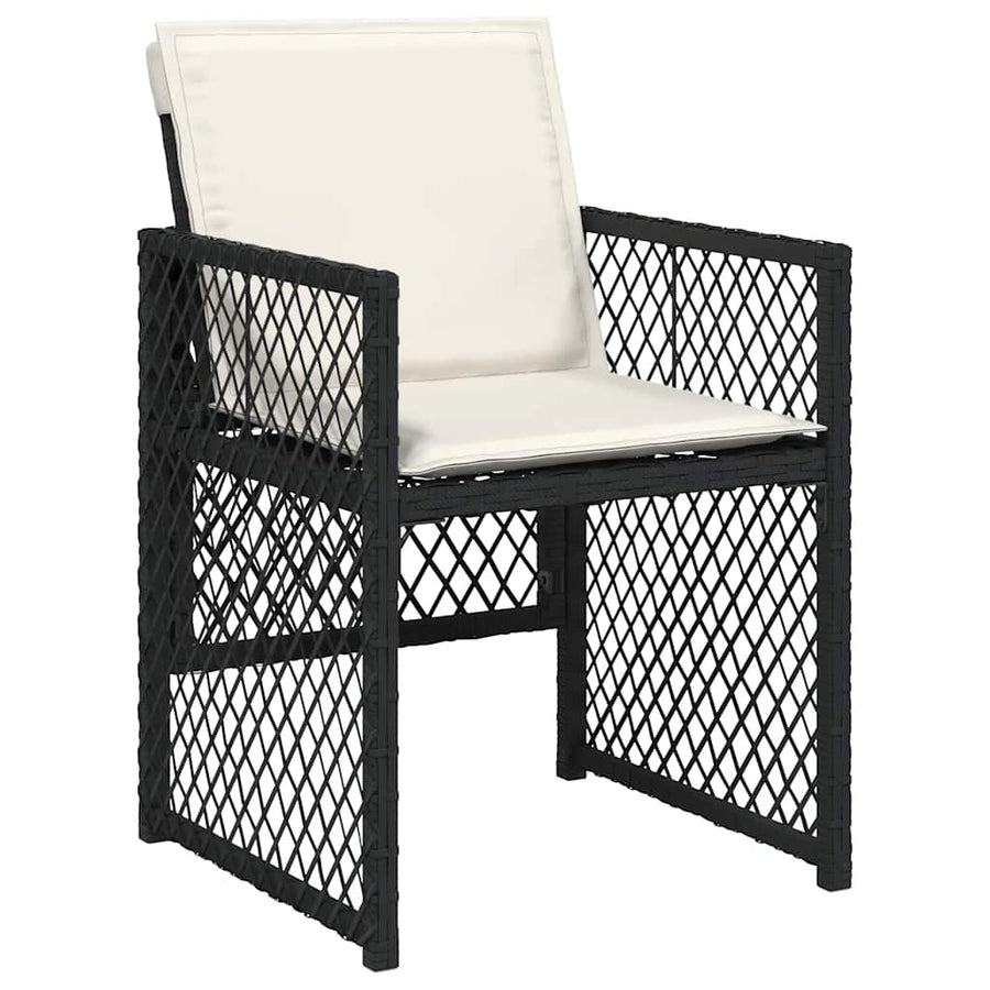 11 Piece Garden Dining Set with Cushions Black Poly Rattan