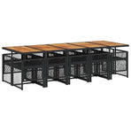 11 Piece Garden Dining Set with Cushions Black Poly Rattan