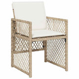 11 Piece Garden Dining Set with Cushions Beige Poly Rattan