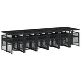 13 Piece Garden Dining Set with Cushions Black Poly Rattan
