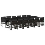 13 Piece Garden Dining Set with Cushions Black Poly Rattan
