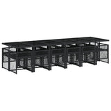 13 Piece Garden Dining Set with Cushions Black Poly Rattan