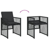 13 Piece Garden Dining Set with Cushions Black Poly Rattan - Rear View