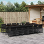 13 Piece Garden Dining Set with Cushions Black Poly Rattan