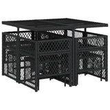 9 Piece Garden Dining Set with Cushions Black Poly Rattan