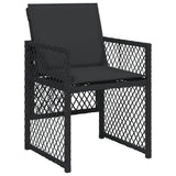 9 Piece Garden Dining Set with Cushions Black Poly Rattan