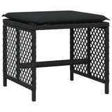 9 Piece Garden Dining Set with Cushions Black Poly Rattan