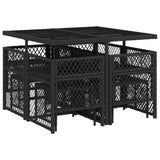 9 Piece Garden Dining Set with Cushions Black Poly Rattan