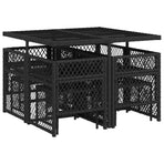 9 Piece Garden Dining Set with Cushions Black Poly Rattan