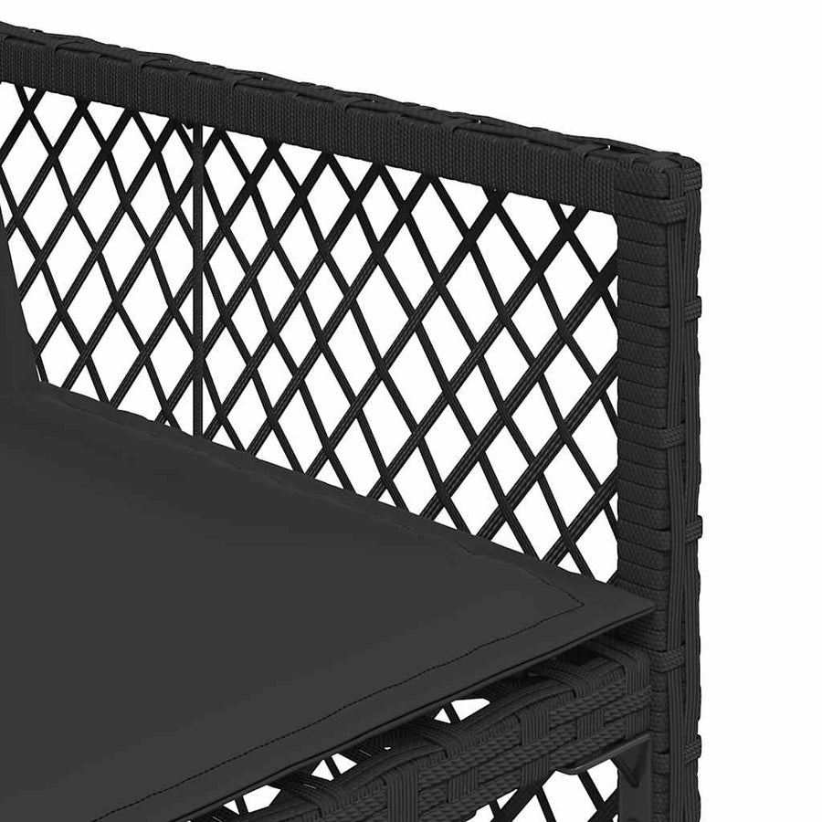 9 Piece Garden Dining Set with Cushions Black Poly Rattan