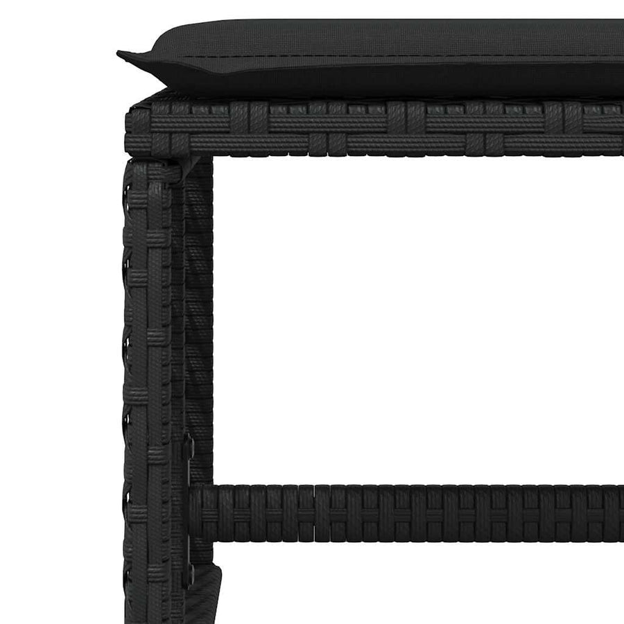 9 Piece Garden Dining Set with Cushions Black Poly Rattan