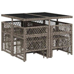 9 Piece Garden Dining Set with Cushions Grey Poly Rattan