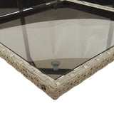 9 Piece Garden Dining Set with Cushions Grey Poly Rattan - Low Angle