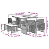 9 Piece Garden Dining Set with Cushions Grey Poly Rattan