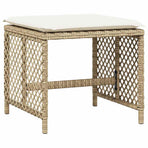 9 Piece Garden Dining Set with Cushions Beige Poly Rattan