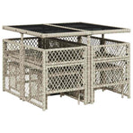 9 Piece Garden Dining Set with Cushions Light Grey Poly Rattan