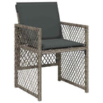 9 Piece Garden Dining Set with Cushions Grey Poly Rattan