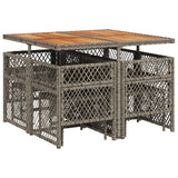 9 Piece Garden Dining Set with Cushions Grey Poly Rattan